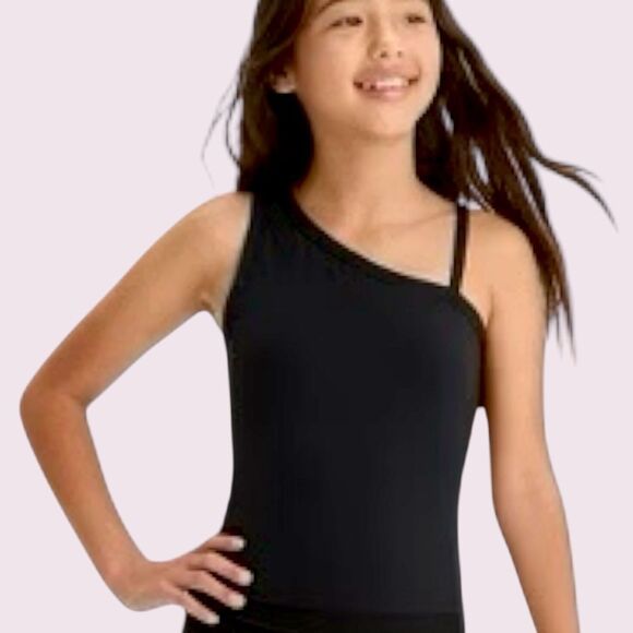 All in Motion ~ Girl’s XL 14 ~ Asymmetrical Shoulder Tank with Bra Shell - Picture 1 of 7